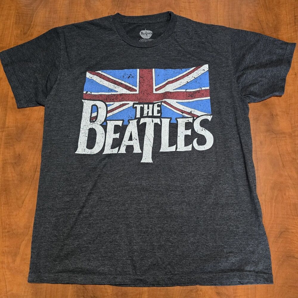 The Beatles Union Jack Short Sleeve Crew Neck 50/50 Blend Graphic Tee L 2014